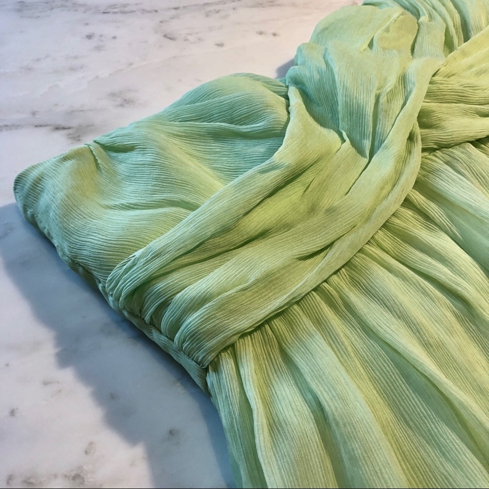 J Crew Green Chiffon Knee Length Bridesmaid Dress - Picture 2 of 8